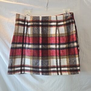 i Women's High Waist Red Plaid Wool Blend Mini Skirt M NWT Preppy Y2K 90s Vibes